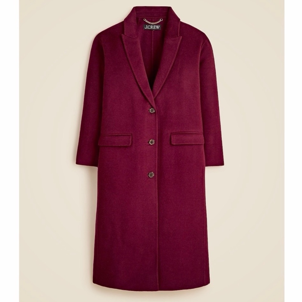 J Crew Petite Chiara Topcoat in Italian Double Face Wilshire Red